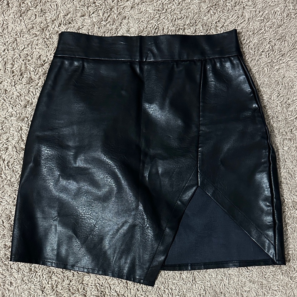 Black Faux Leather Skirt